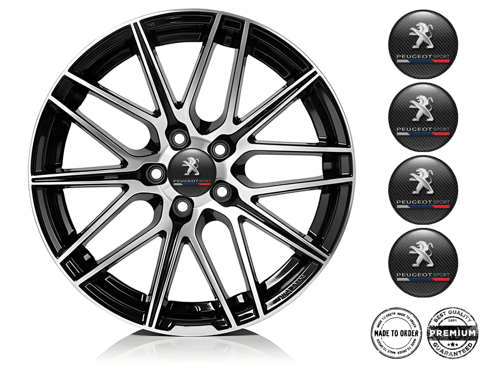 Peugeot Aufkleber auf Rädern Premium Dome Labels